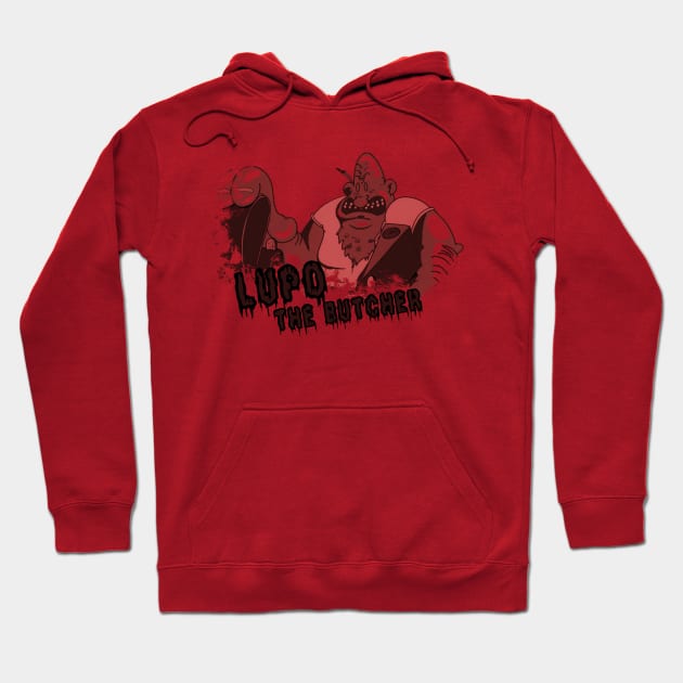 Lupo the Butcher (red) Hoodie by Fjordly